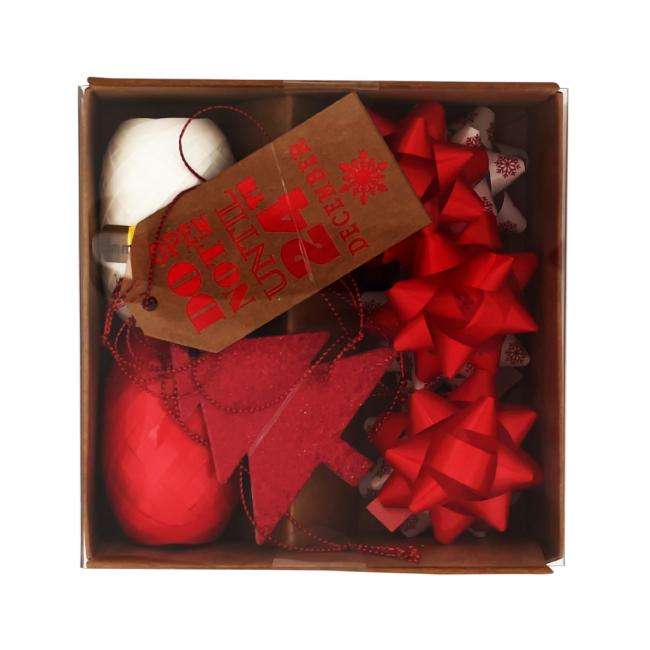 Christmas gift wrapping set ribbons 2 pcs./bows 6 pcs./cards 6 pcs. red/white