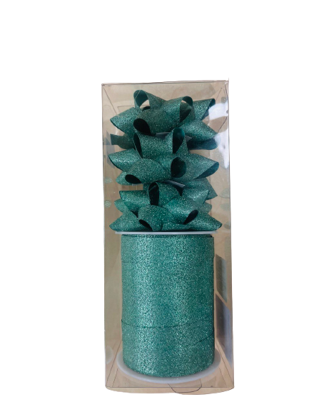 Christmas gift wrapping set 1cmx10m 3 green bows