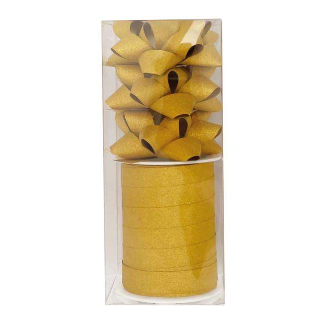Christmas wrapping set 1 cm x 10 m and 3 gold bows