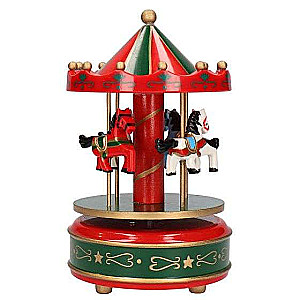New Year Musical Carousel Green/Red 10x18 cm.