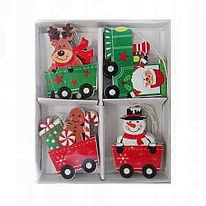New Year decor - wooden ornaments 8 pcs.
