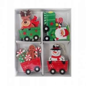 New Year decor - wooden ornaments 8 pcs.