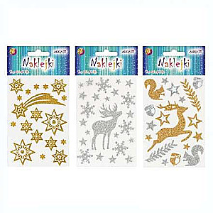 New Year decor sticker with glitter 8x12cm mix