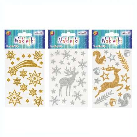 New Year decor sticker with glitter 8x12cm mix