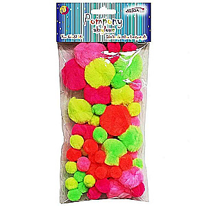 Decor Pom Poms 50 pcs, acrylic, Mix