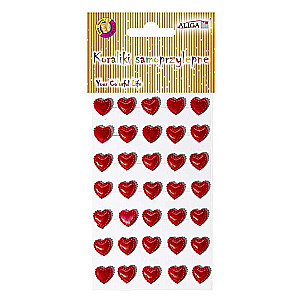 Acrylic Crystal Stickers 30 pcs. Heart, red