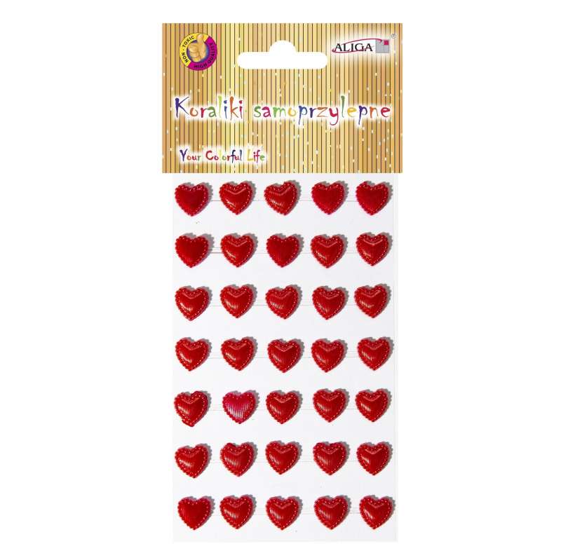 Acrylic Crystal Stickers 30 pcs. Heart, red