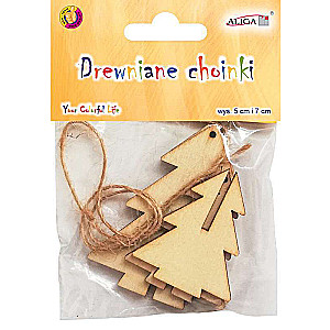 New Year decor wooden Christmas trees 5cm and 7cm, 4 pcs.