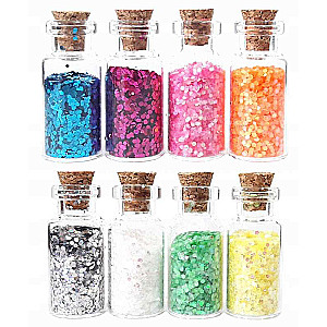 Decorative glitter 8 colors x 7g glass tubes