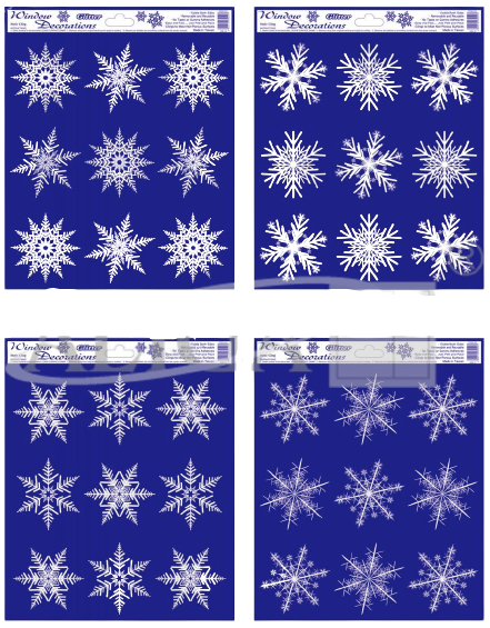 New Year Decor - Window Sticker Snowflakes 20x30cm