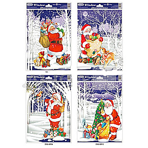 New Year Decor-Sticker on the Window Santa Claus Mix