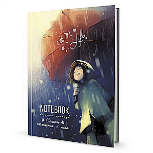 It’s My Life Notebook. Happiness Begins with Me Red-Blue with Umbrella