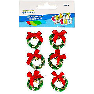 New Year decor sticker 3cm, 6pcs Wreath