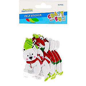 New Year Decor - Felt Sticker 12 pcs. Bears