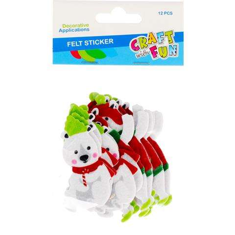 New Year Decor - Felt Sticker 12 pcs. Bears