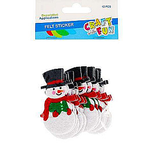 New Year decoration - felt sticker 12 pcs. Snowman