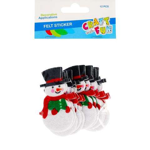 New Year decoration - felt sticker 12 pcs. Snowman