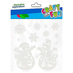 New Year decor - window sticker Snowmen with glitter