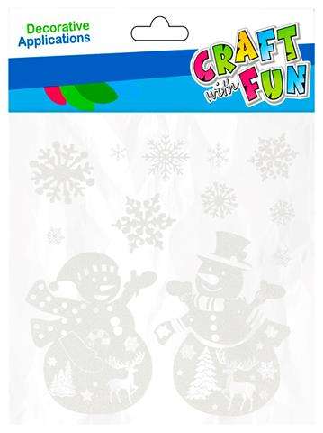 New Year decor - window sticker Snowmen with glitter