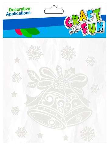 New Year Decor - Window Sticker Bells White, Shiny