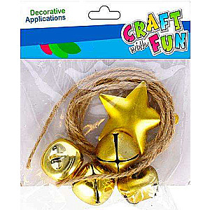 New Year decoration Star with bells, golden metal