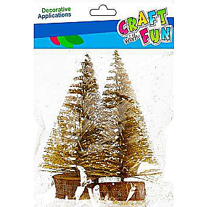 New Year Decor Christmas Tree 10cm, 2pcs gold