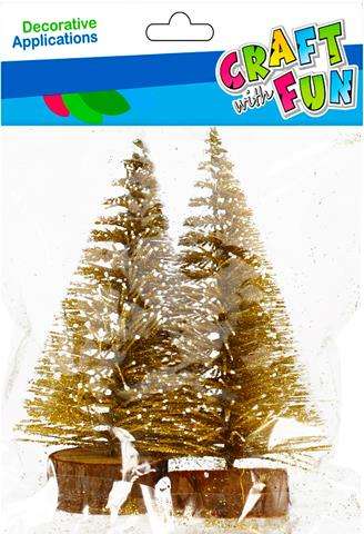 New Year Decor Christmas Tree 10cm, 2pcs gold