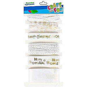 Christmas decorative ribbon 6pcs, set, white mix