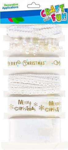 Christmas decorative ribbon 6pcs, set, white mix