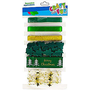 Christmas decorative ribbon 6pcs, set, yellow-green mix