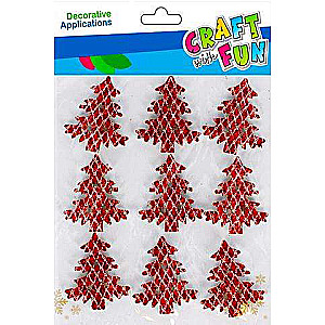 New Year Decor-Sticker Christmas Tree 9 pcs with Glitter