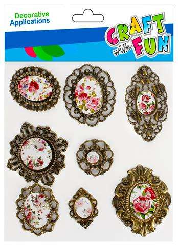 Decor sticker 8 pcs. Flowers in a metal frame