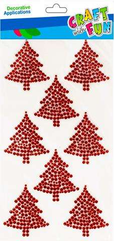 New Year decor sticker Christmas tree 8 pcs red stones