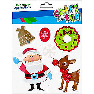 New Year Decor-Sticker Santa Claus with Rudolph, 6 pcs.