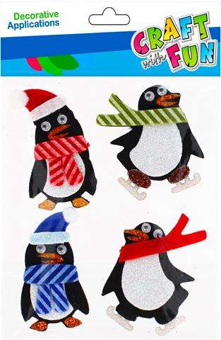 New Year decor-sticker 4 pcs. felt penguins