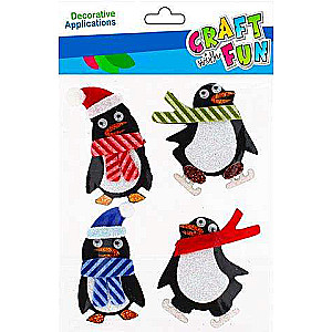New Year decor-sticker 4 pcs. felt penguins
