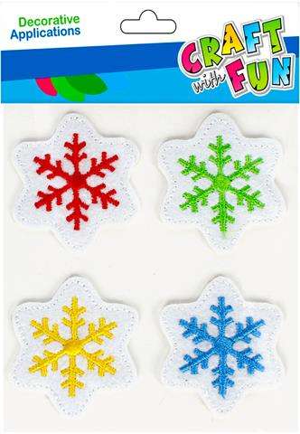 New Year Decor-Sticker 4 pcs. felt Snowflakes