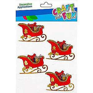 New Year Decor-Sticker Santa Claus Sleigh, 4 pcs.