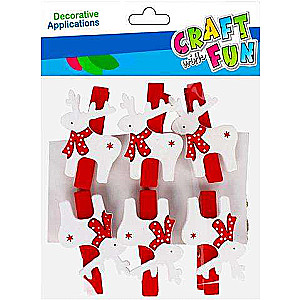 New Year decor - 6 pcs clothespins wooden North reindeer