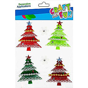 New Year Decor-Sticker Christmas Tree 4 pcs. felt with lace
