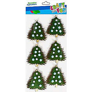 New Year decor sticker Christmas tree 6 pcs with beads