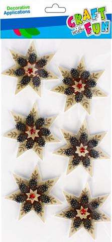 New Year decor sticker Star with cones 6 pcs.