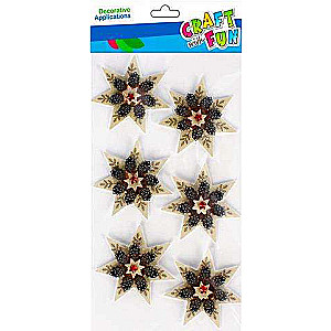 New Year decor sticker Star with cones 6 pcs.