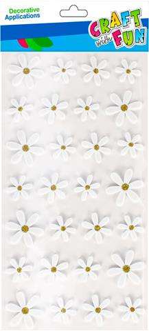Decor sticker 28 pcs. White shiny flowers
