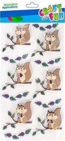 New Year decor sticker 6 pcs. Squirrel, tree