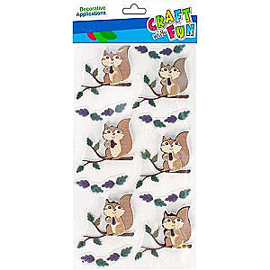 New Year decor sticker 6 pcs. Squirrel, tree