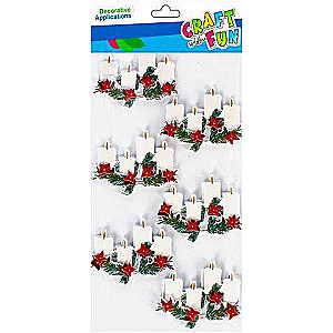 Christmas Decor Sticker Christmas Wreath with Candles, 6 pcs.