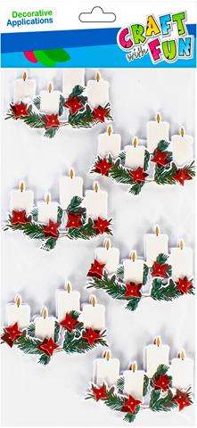 Christmas Decor Sticker Christmas Wreath with Candles, 6 pcs.
