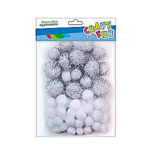 Decor-Pompons 50 pcs, polyester, white