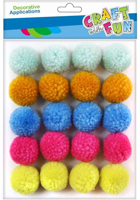 Decor Pom Poms 20 pcs 2.5 cm, polyester, Mix